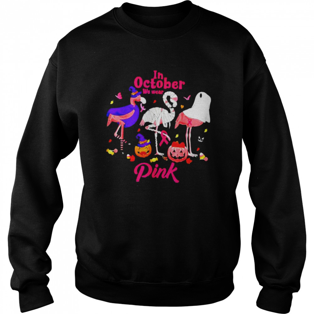 In October We Wear Pink Flamingo Breast Cancer Awareness T-Shirt 3 » Cool Gifts for You - Mfamilygift In October We Wear Pink Flamingo Breast Cancer Awareness T-Shirt 3