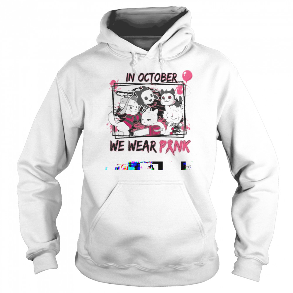 In October We Wear Pink Horror Movies Cat Breast Cancer Halloween Shirt 4 » Cool Gifts for You - Mfamilygift In October We Wear Pink Horror Movies Cat Breast Cancer Halloween Shirt 4