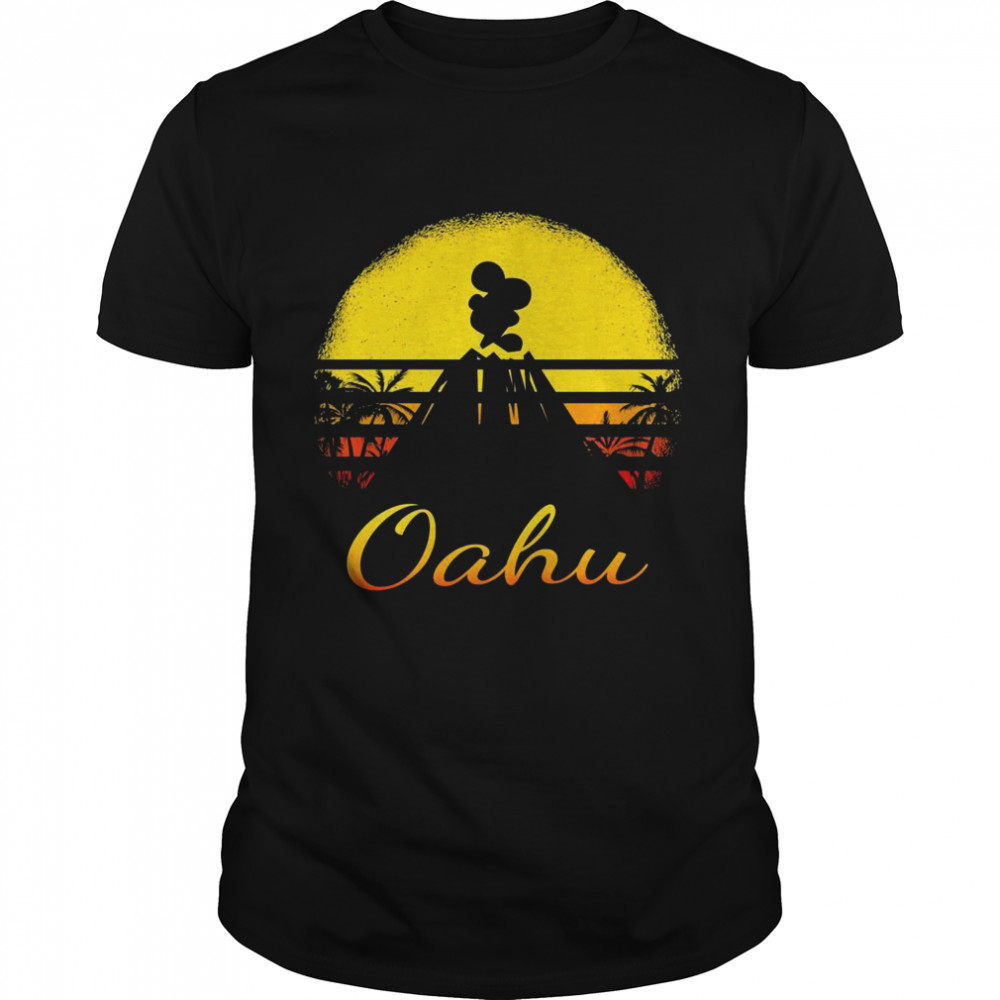Oahu Island Hawaii Summer Vacation Retro Volcano 80S Vintage Shirt