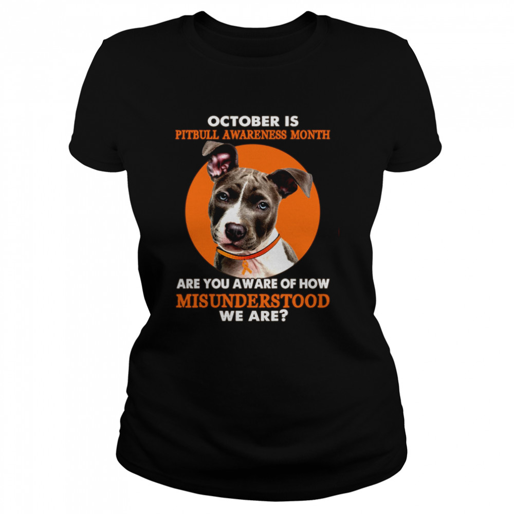 October Is Pitbull Awareness Month Are You Aware Of How Misunderstood We Are Shirt 1 » Cool Gifts for You - Mfamilygift October Is Pitbull Awareness Month Are You Aware Of How Misunderstood We Are Shirt 1