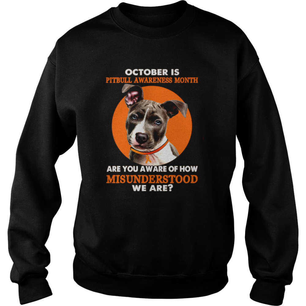 October Is Pitbull Awareness Month Are You Aware Of How Misunderstood We Are Shirt 3 » Cool Gifts for You - Mfamilygift October Is Pitbull Awareness Month Are You Aware Of How Misunderstood We Are Shirt 3