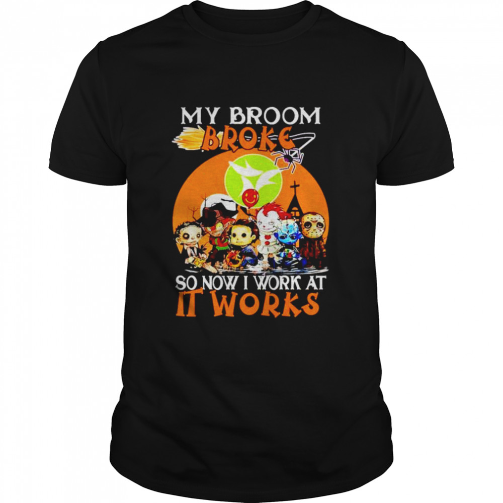 Official Horror Halloween Chibi My Broom Broke So Now I Work At Ingles It Works Shirt Official Horror Halloween Chibi My Broom Broke So Now I Work At Ingles It Works Shirt