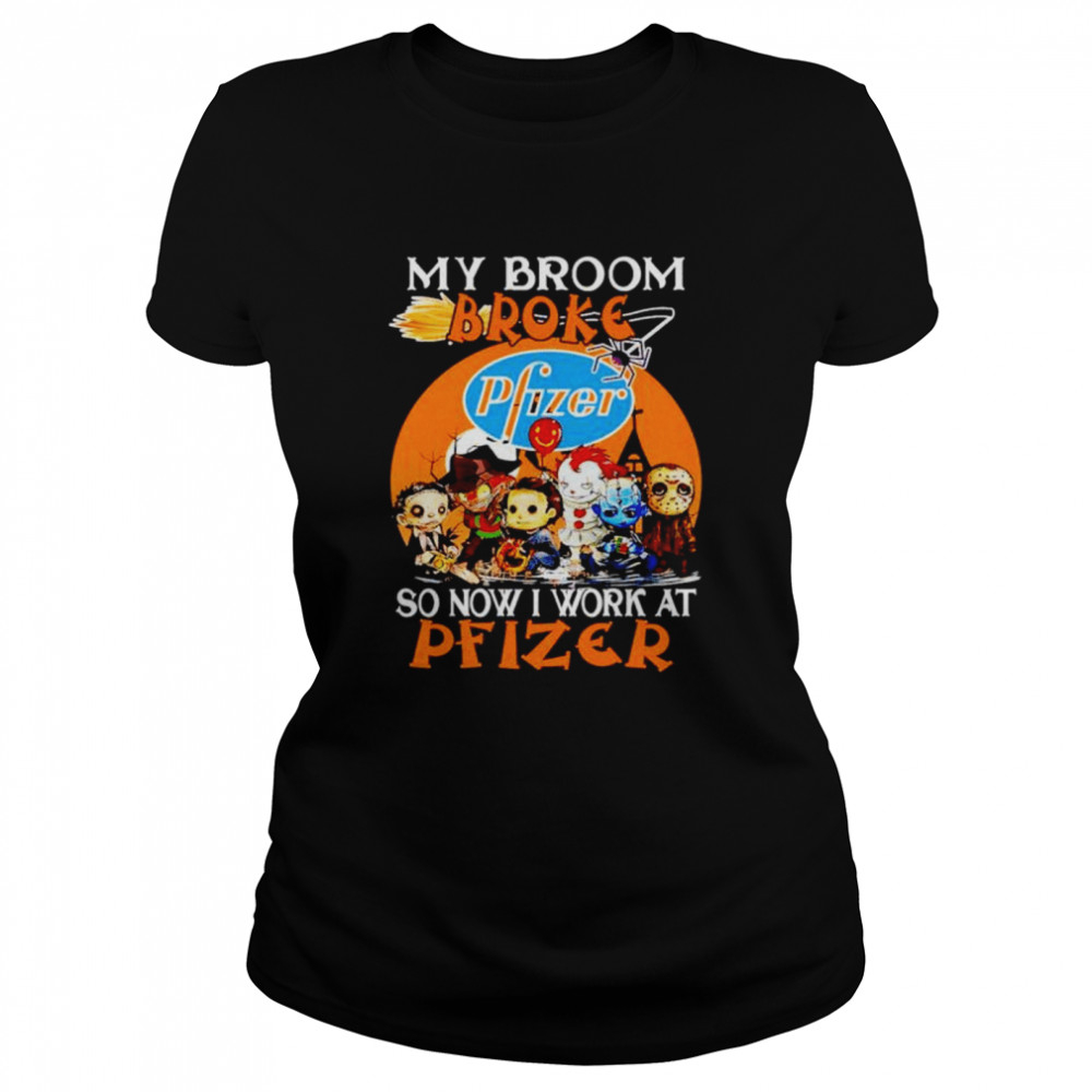 Official Horror Halloween Chibi My Broom Broke So Now I Work At Pfizer Shirt 1 » Cool Gifts for You - Mfamilygift Official Horror Halloween Chibi My Broom Broke So Now I Work At Pfizer Shirt 1