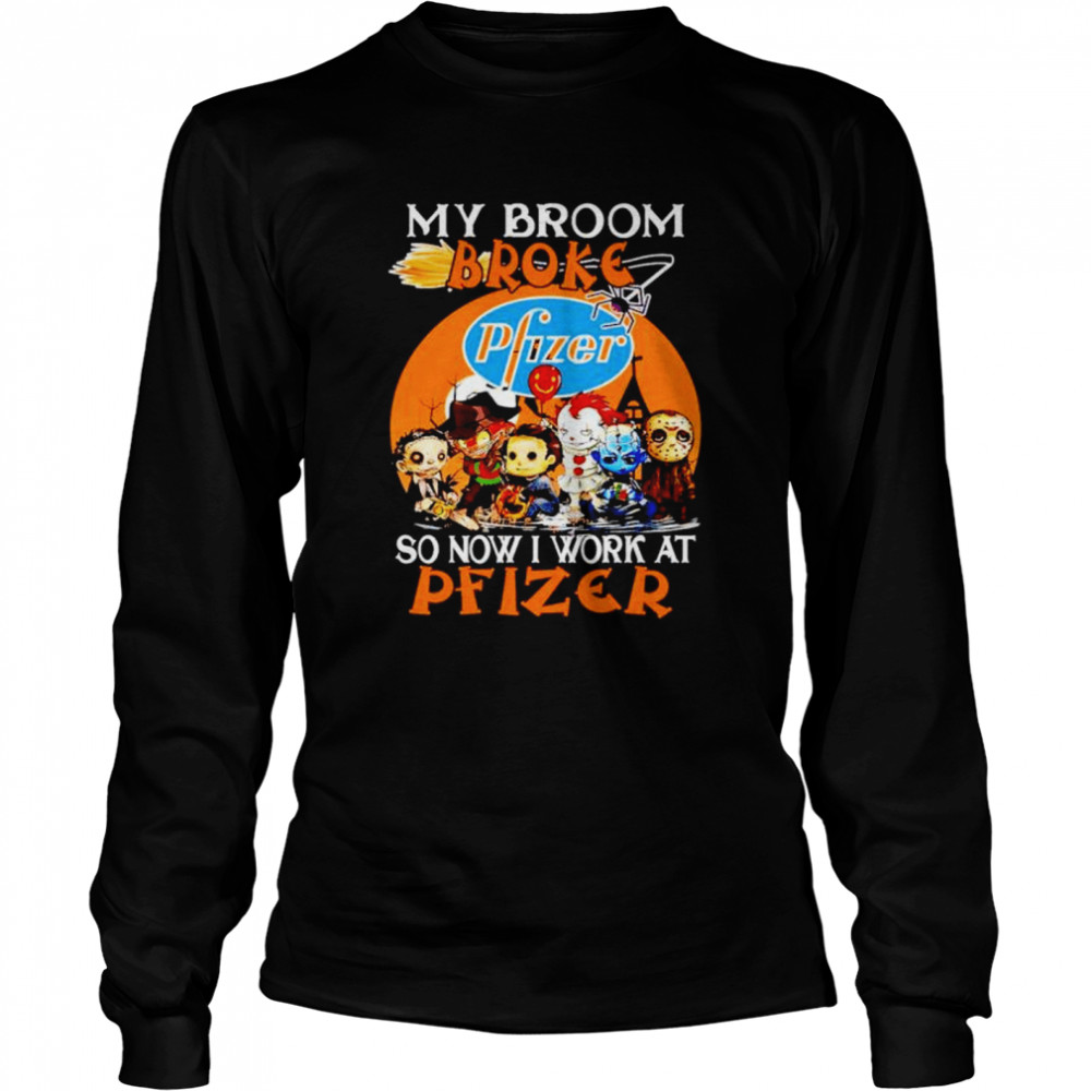 Official Horror Halloween Chibi My Broom Broke So Now I Work At Pfizer Shirt 2 » Cool Gifts for You - Mfamilygift Official Horror Halloween Chibi My Broom Broke So Now I Work At Pfizer Shirt 2