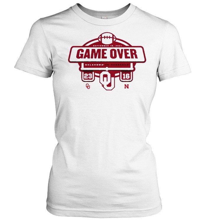 Oklahoma Sooners Vs Nebraska Cornhuskers Game Over 23 16 T-Shirt 1 » Cool Gifts for You - Mfamilygift Oklahoma Sooners Vs Nebraska Cornhuskers Game Over 23 16 T-Shirt 1