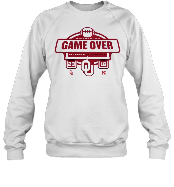 Oklahoma Sooners Vs Nebraska Cornhuskers Game Over 23 16 T-Shirt 3 » Cool Gifts for You - Mfamilygift Oklahoma Sooners Vs Nebraska Cornhuskers Game Over 23 16 T-Shirt 3