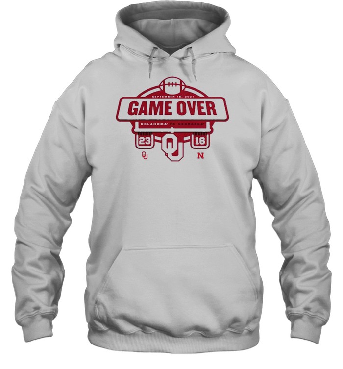 Oklahoma Sooners Vs Nebraska Cornhuskers Game Over 23 16 T-Shirt 4 » Cool Gifts for You - Mfamilygift Oklahoma Sooners Vs Nebraska Cornhuskers Game Over 23 16 T-Shirt 4