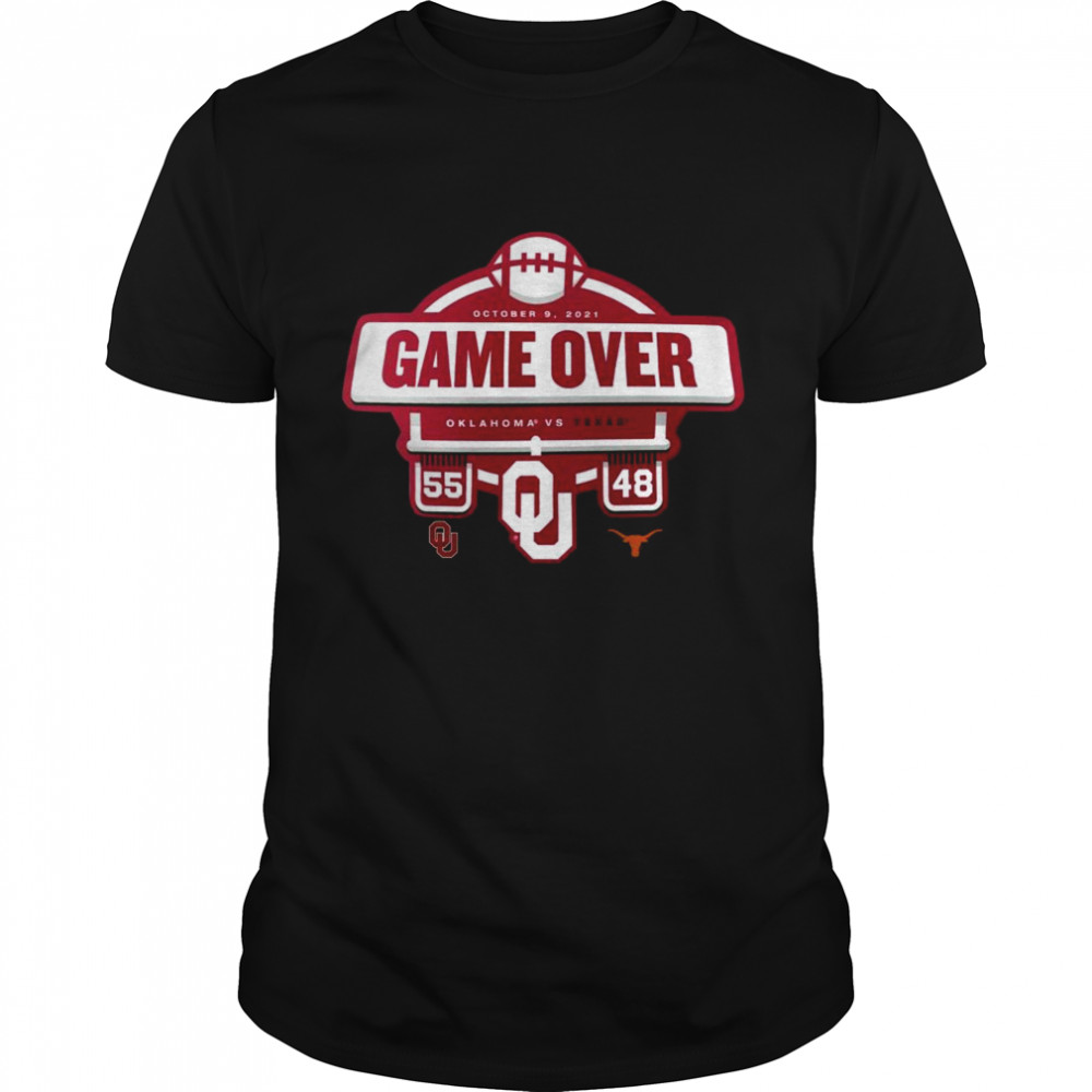 Oklahoma Sooners Vs Texas Longhorns 55 48 2021 Football Score T-Shirt Oklahoma Sooners Vs Texas Longhorns 55 48 2021 Football Score T-Shirt