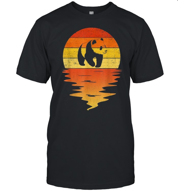 Panda Shirt Retro Sonnenuntergang 70Er Jahre Vintage Panda Shirt