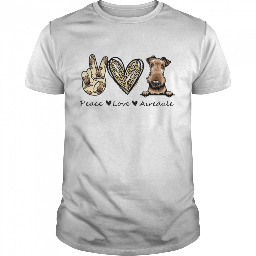 Peace Love Airedale Dog Leopard Shirt