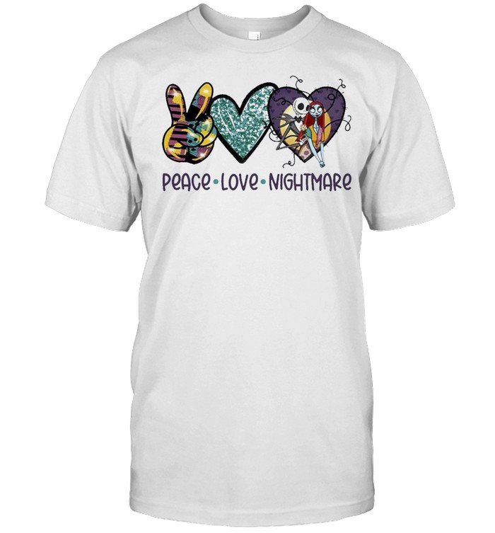 Peace Love Nightmare Jack Skeleton And Sally Halloween Shirt