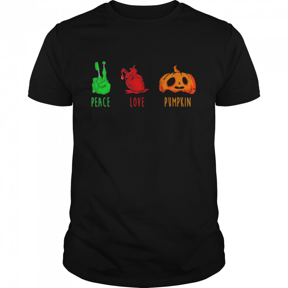 Peace Love Pumpkin Trick Or Treating Scary Halloween Shirt Peace Love Pumpkin Trick Or Treating Scary Halloween Shirt