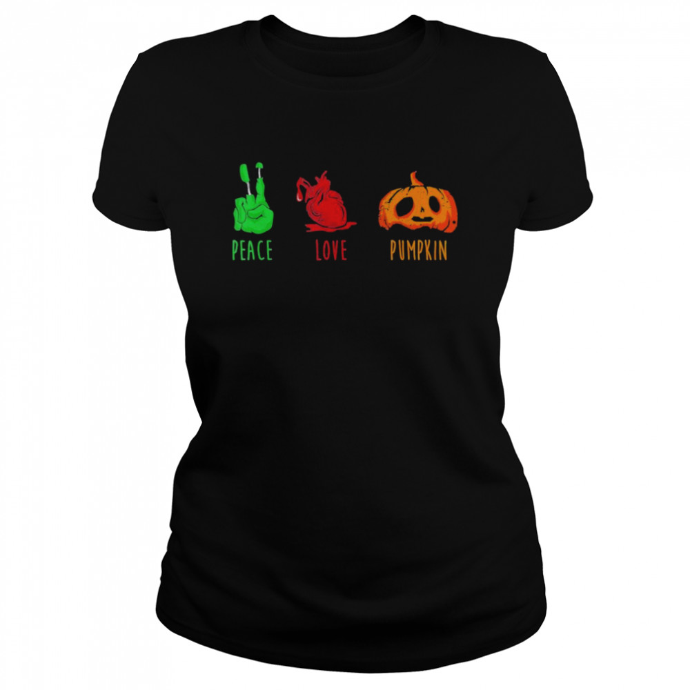 Peace Love Pumpkin Trick Or Treating Scary Halloween Shirt 1 » Cool Gifts for You - Mfamilygift Peace Love Pumpkin Trick Or Treating Scary Halloween Shirt 1