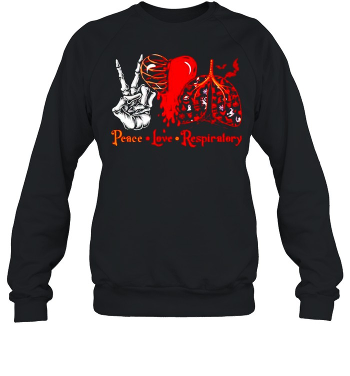 Peace Love Respiratory Halloween Shirt 3 » Cool Gifts for You - Mfamilygift Peace Love Respiratory Halloween Shirt 3