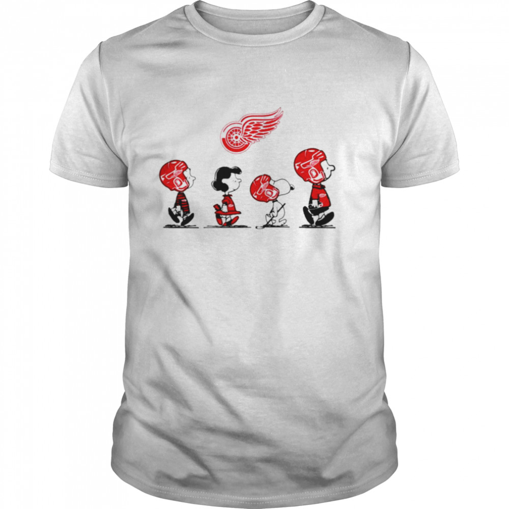 Peanuts Characters Detroit Red Wings Hockey Team Shirt Peanuts Characters Detroit Red Wings Hockey Team Shirt