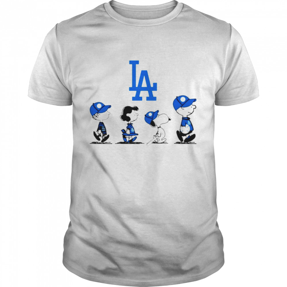 Peanuts Characters Los Angeles Dodgers Baseball Team T-Shirt Peanuts Characters Los Angeles Dodgers Baseball Team T-Shirt