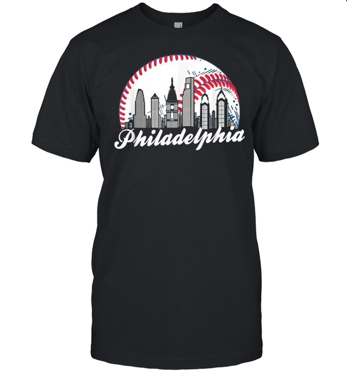 Philadelphia Baseball Skyline Retro Philadelphia Cityscape Shirt