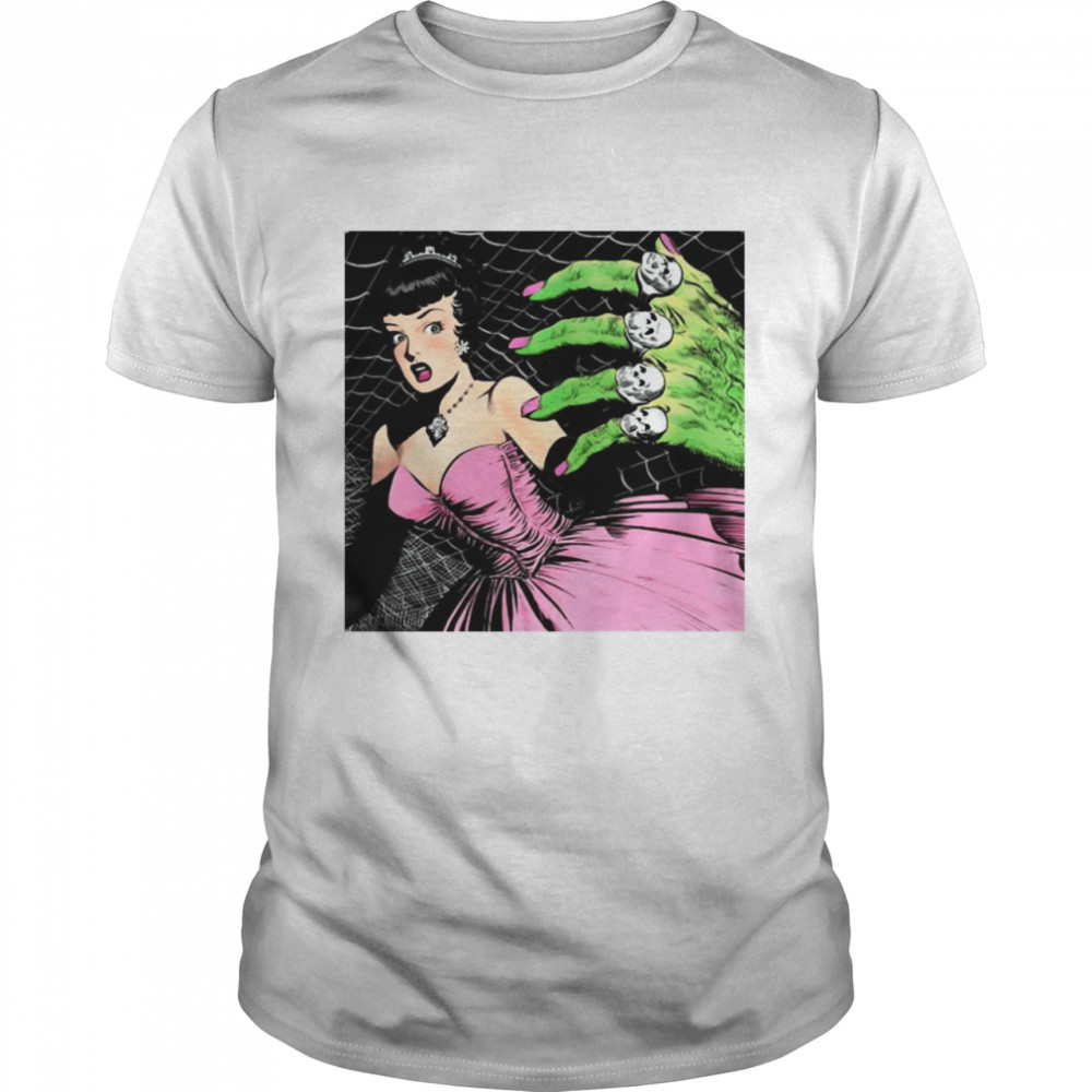 Pink Horror Comic Prom Vintage Retro 1950S Spider Spiderweb Skull T-Shirt Pink Horror Comic Prom Vintage Retro 1950S Spider Spiderweb Skull T-Shirt