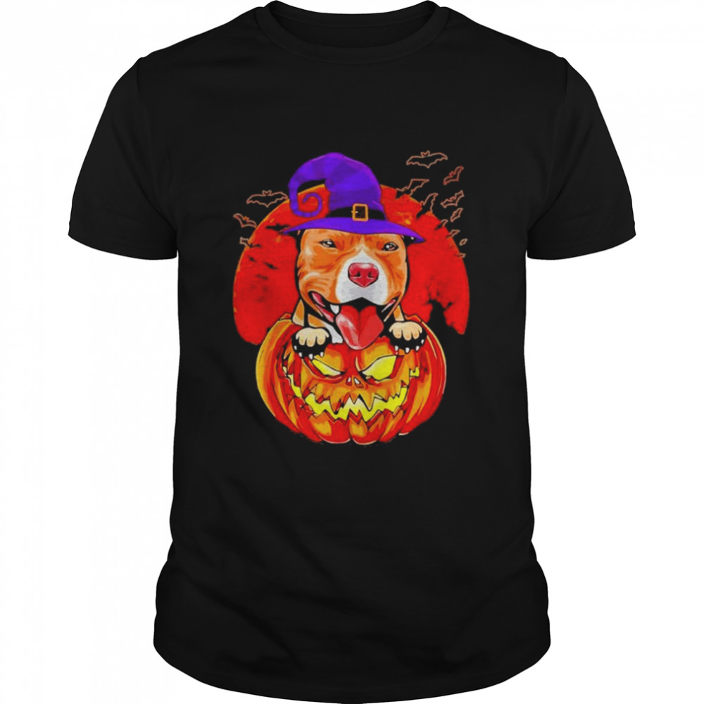 Pitbull Witch Pumpkin Halloween Shirt
