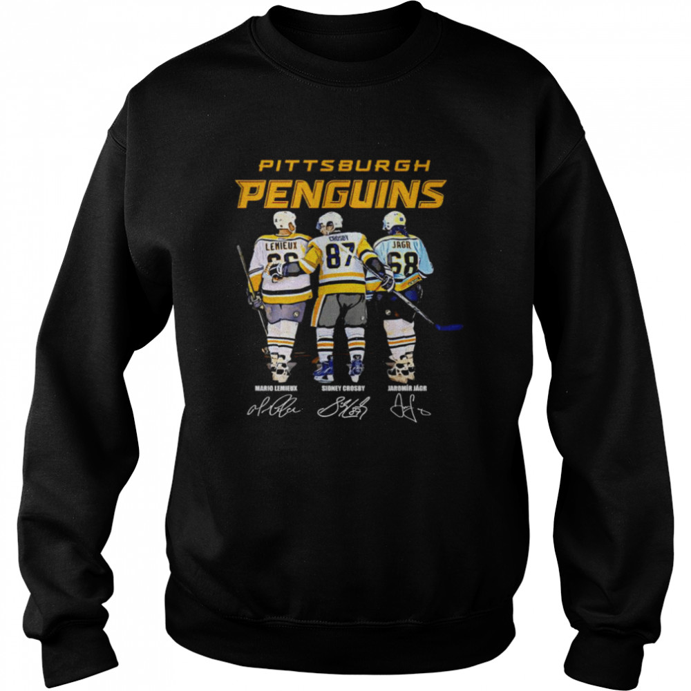 Pittsburgh Penguins Mario Lemieux Sidney Crosby Jaromir Jagr Signatures Shirt 3 » Cool Gifts for You - Mfamilygift Pittsburgh Penguins Mario Lemieux Sidney Crosby Jaromir Jagr Signatures Shirt 3