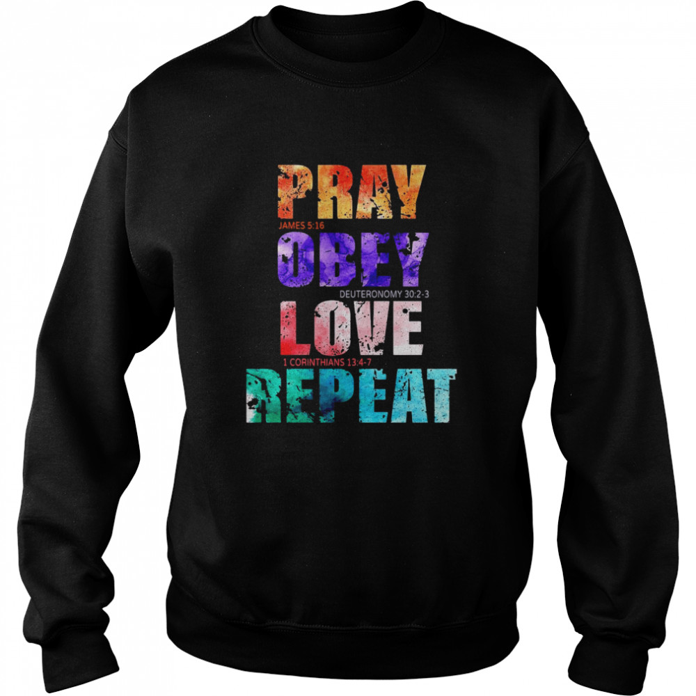 Pray Obey Love Repeat Jesus Christians Shirt 3 » Cool Gifts for You - Mfamilygift Pray Obey Love Repeat Jesus Christians Shirt 3