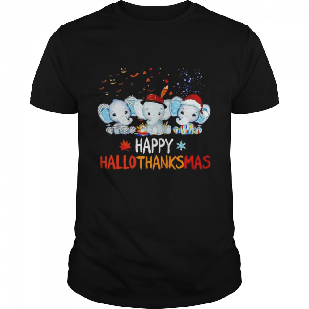 Premium Elephant Happy Hallothanksmas Halloween Thanksgiving Xmas Shirt Premium Elephant Happy Hallothanksmas Halloween Thanksgiving Xmas Shirt