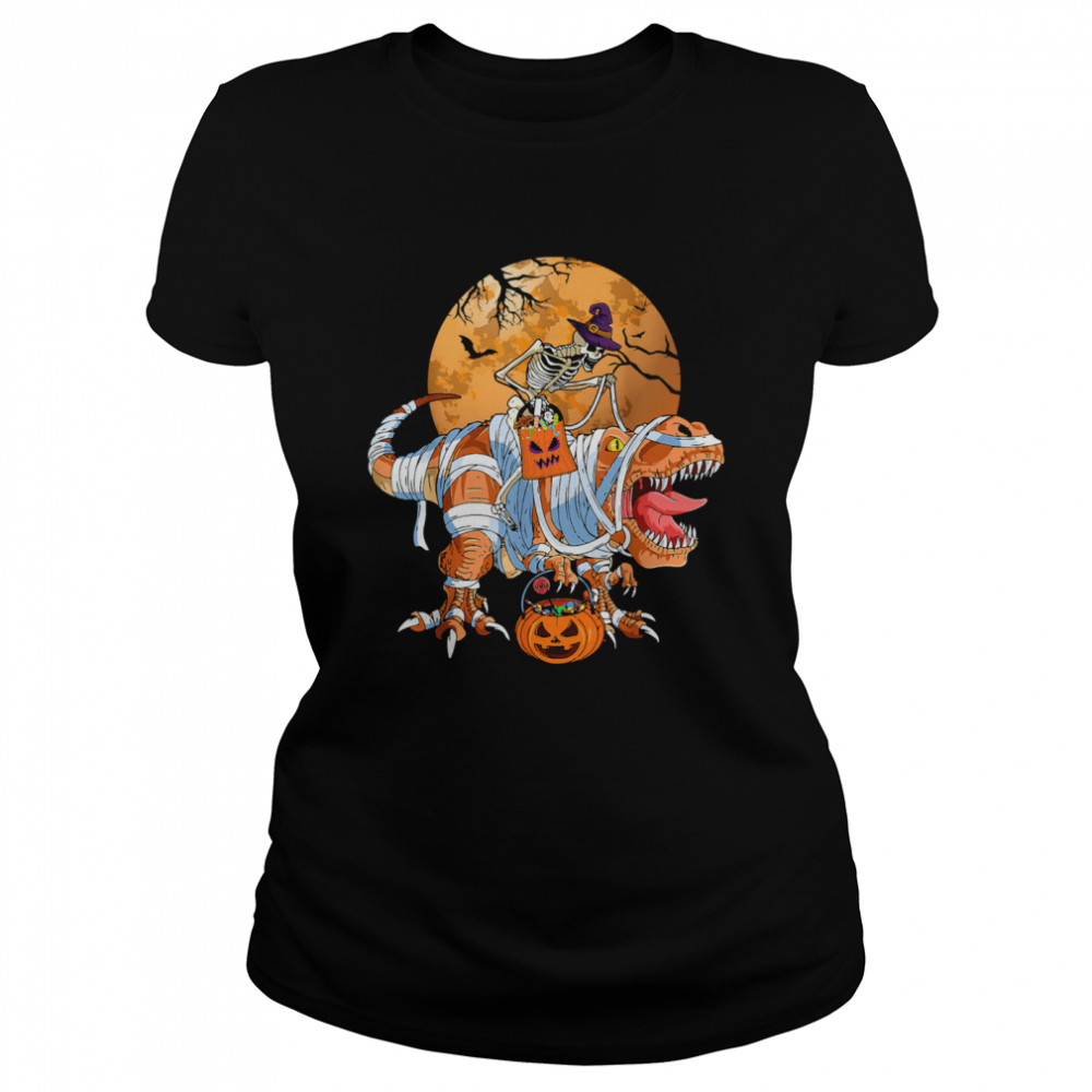 Scary Skeleton Riding T-Rex Halloween Boys Pumpkin Dinosaur T-Shirt 1 » Cool Gifts for You - Mfamilygift Scary Skeleton Riding T-Rex Halloween Boys Pumpkin Dinosaur T-Shirt 1