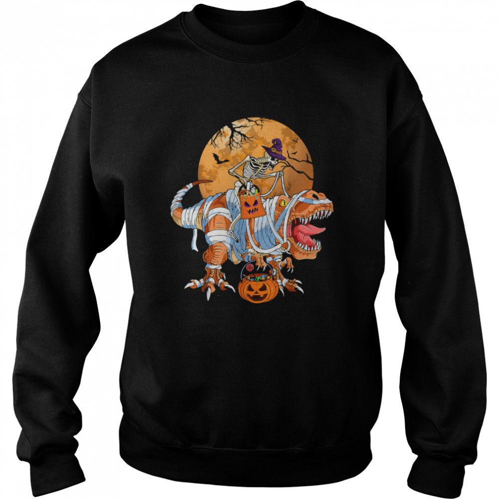 Scary Skeleton Riding T-Rex Halloween Boys Pumpkin Dinosaur T-Shirt 3 » Cool Gifts for You - Mfamilygift Scary Skeleton Riding T-Rex Halloween Boys Pumpkin Dinosaur T-Shirt 3