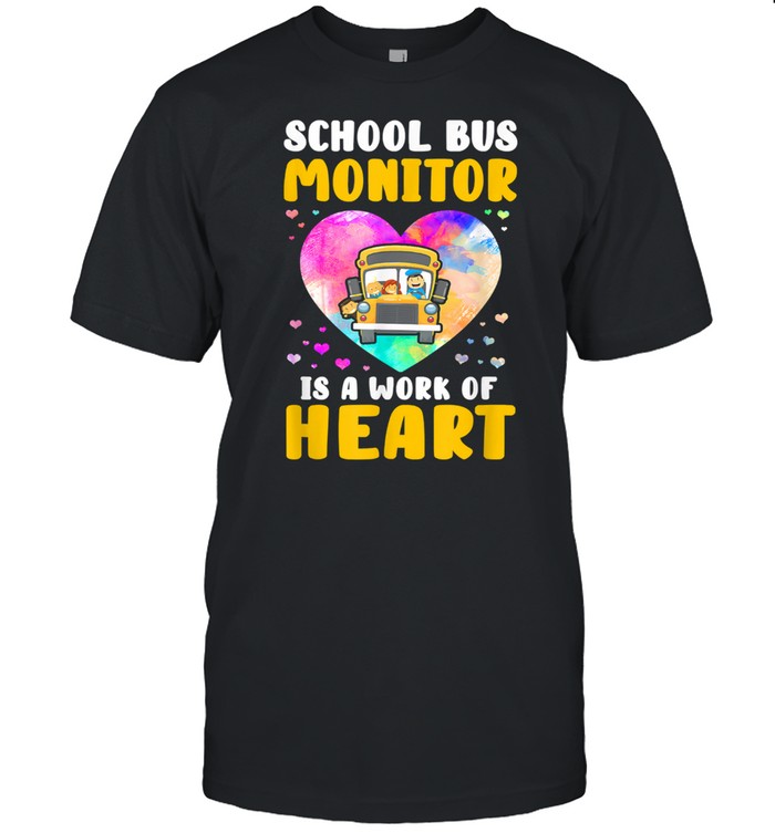 School Bus Monitor It’S A Work Of Heart Watercolor Shirt