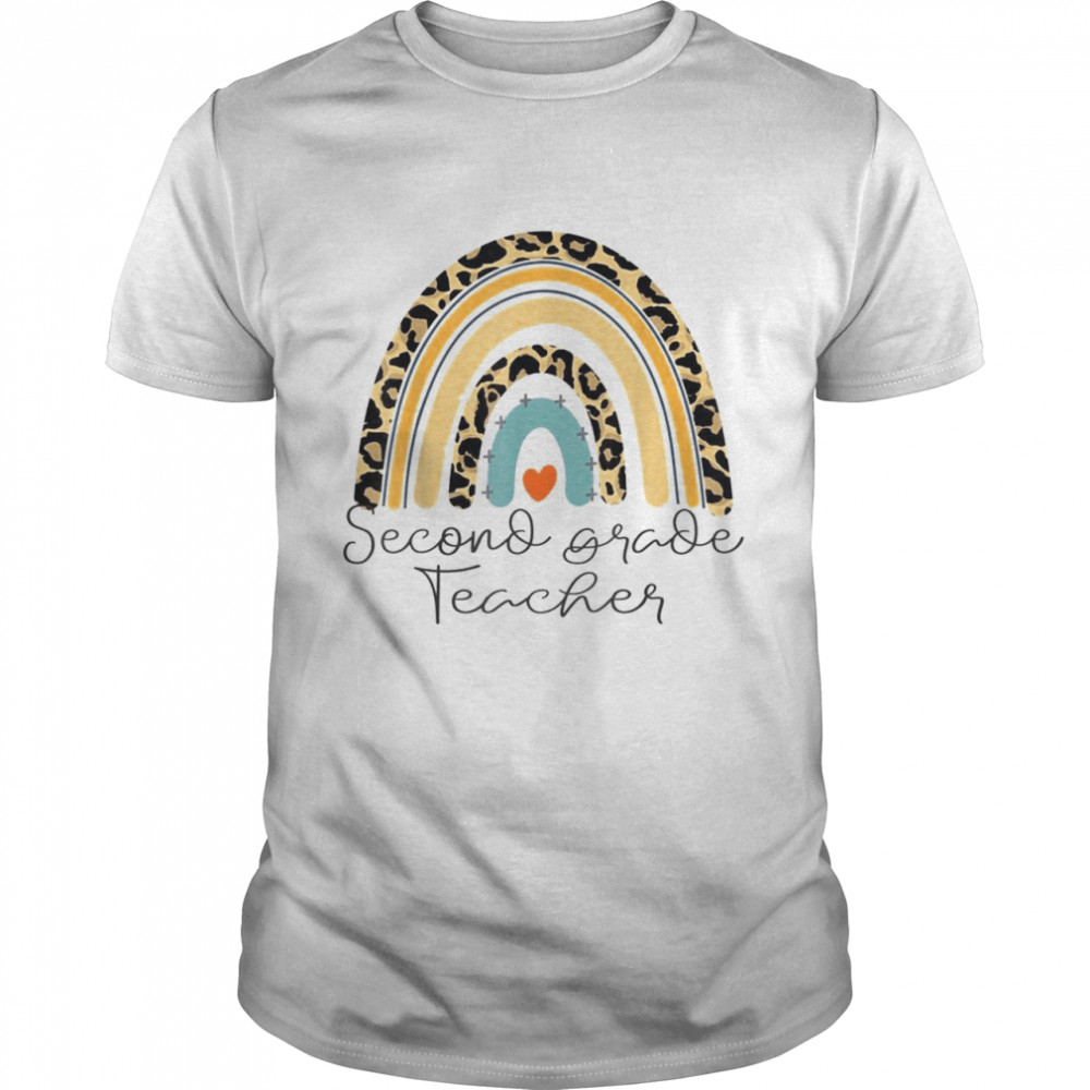 Schulanfang Leopard Rainbow 2Nd Grade Lehrer Shirt