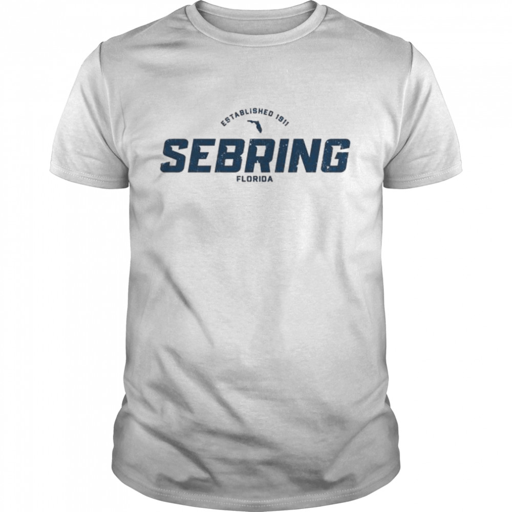 Sebring Florida Fl Vintage Athletic Navy Sports Logo Shirt