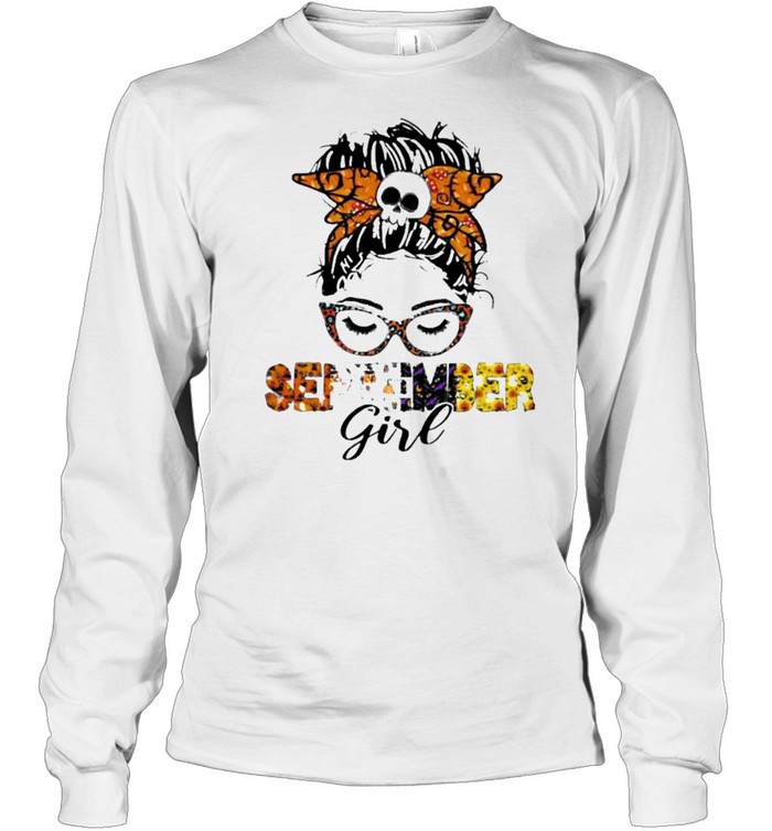 September Girl Messy Bun Hair Pumpkin Halloween Shirt 2 » Cool Gifts for You - Mfamilygift September Girl Messy Bun Hair Pumpkin Halloween Shirt 2