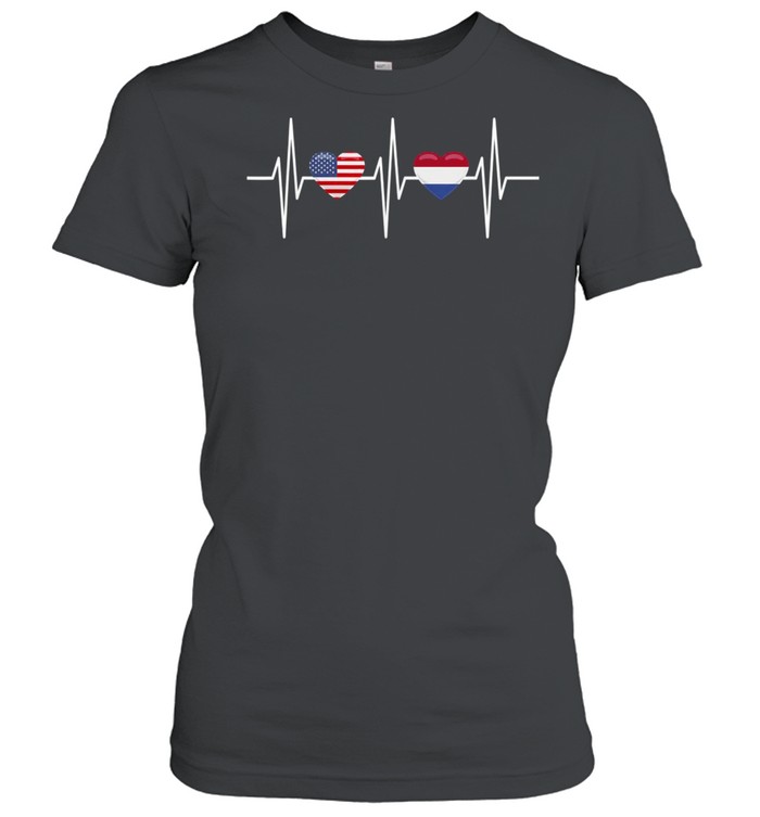 Usa Netherlands Shirt Heartbeat America Dutch Flag Heart Shirt 1 » Cool Gifts for You - Mfamilygift Usa Netherlands Shirt Heartbeat America Dutch Flag Heart Shirt 1