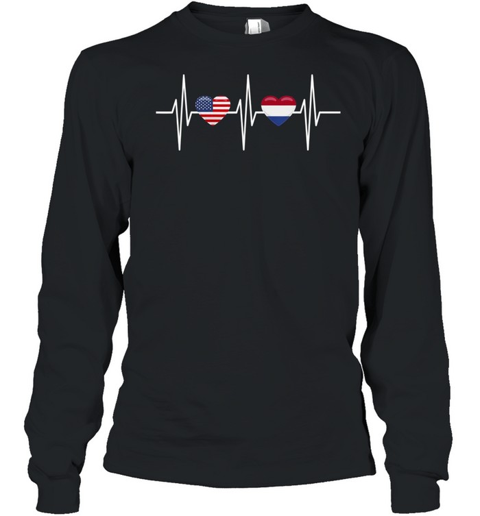 Usa Netherlands Shirt Heartbeat America Dutch Flag Heart Shirt 2 » Cool Gifts for You - Mfamilygift Usa Netherlands Shirt Heartbeat America Dutch Flag Heart Shirt 2