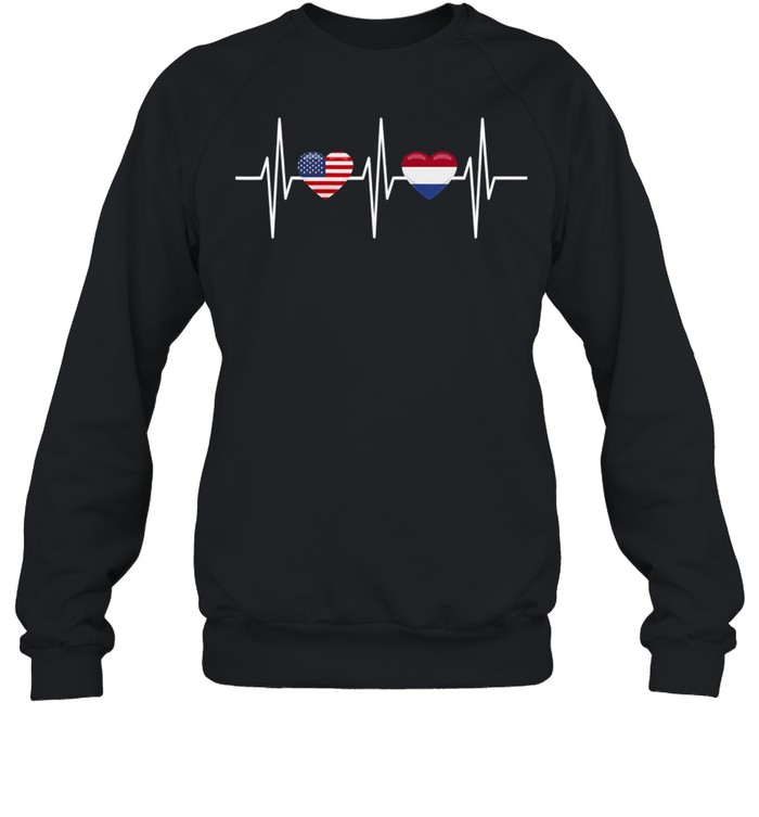 Usa Netherlands Shirt Heartbeat America Dutch Flag Heart Shirt 3 » Cool Gifts for You - Mfamilygift Usa Netherlands Shirt Heartbeat America Dutch Flag Heart Shirt 3