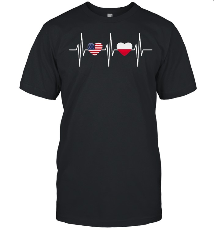 Usa Poland Shirt Heartbeat America Poland Flag Heart T-Shirt