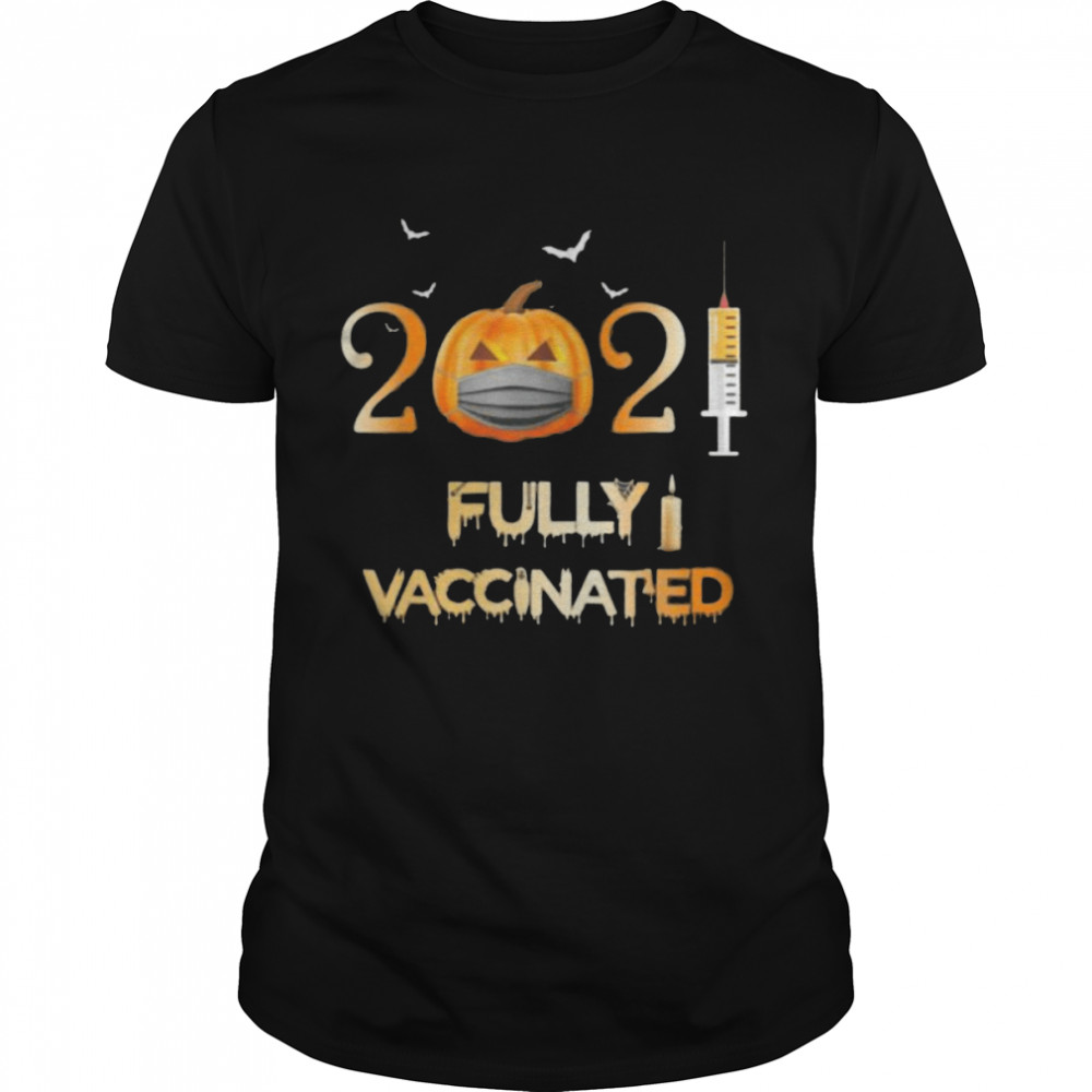 Vaccinated 2021 Pumpkin Face Mask Costume Halloween Shirt Vaccinated 2021 Pumpkin Face Mask Costume Halloween Shirt