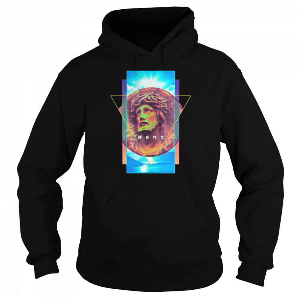 Vaporwave Jesus Christ Statue With Crown Of Thorns Forgiven T-Shirt 4 » Cool Gifts for You - Mfamilygift Vaporwave Jesus Christ Statue With Crown Of Thorns Forgiven T-Shirt 4