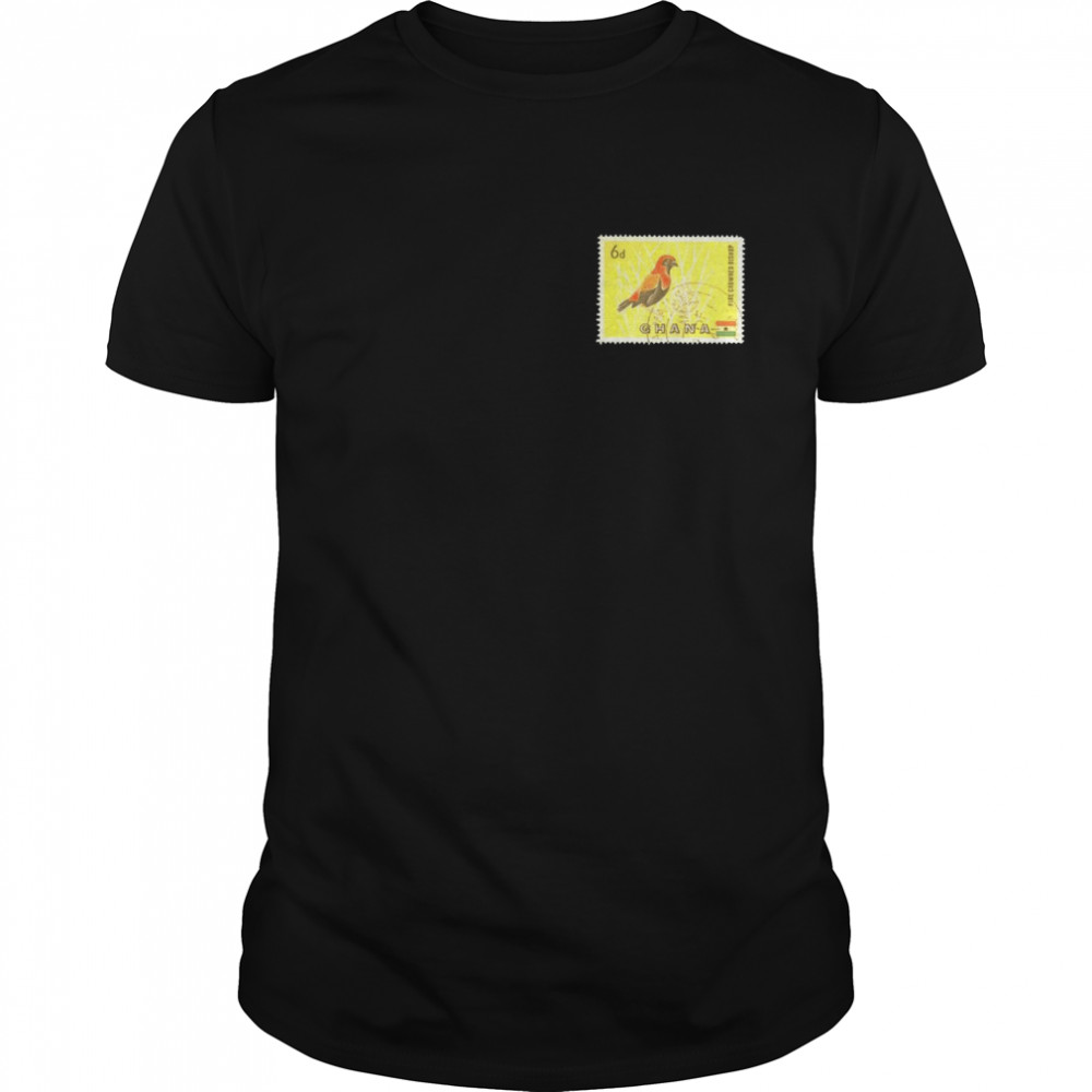 Vintage Ghanaian Postage Stamp Fire Crowned Bishop Bird Shirt