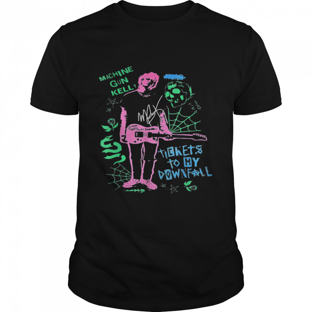 Vintage Guitar Graphic Machines Gun Art Kellys 80S 90S Tee Shirt