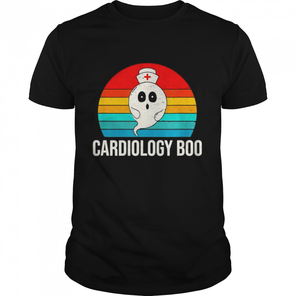 Vintage Halloween Ghost Cardiology Boo Nurse Nursing Medical Shirt
