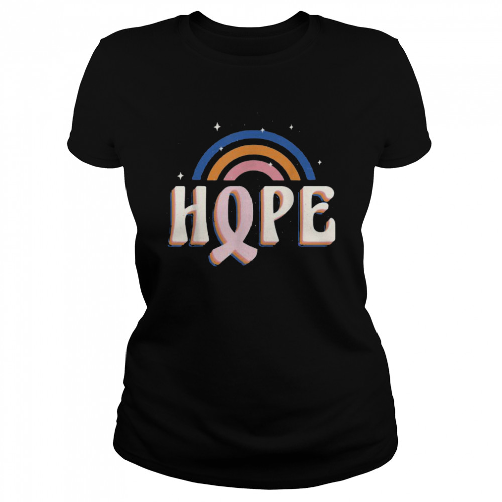 Vintage Retro Hope Pink Ribbon Rainbow Breast Cancer Gift T-Shirt 1 » Cool Gifts for You - Mfamilygift Vintage Retro Hope Pink Ribbon Rainbow Breast Cancer Gift T-Shirt 1
