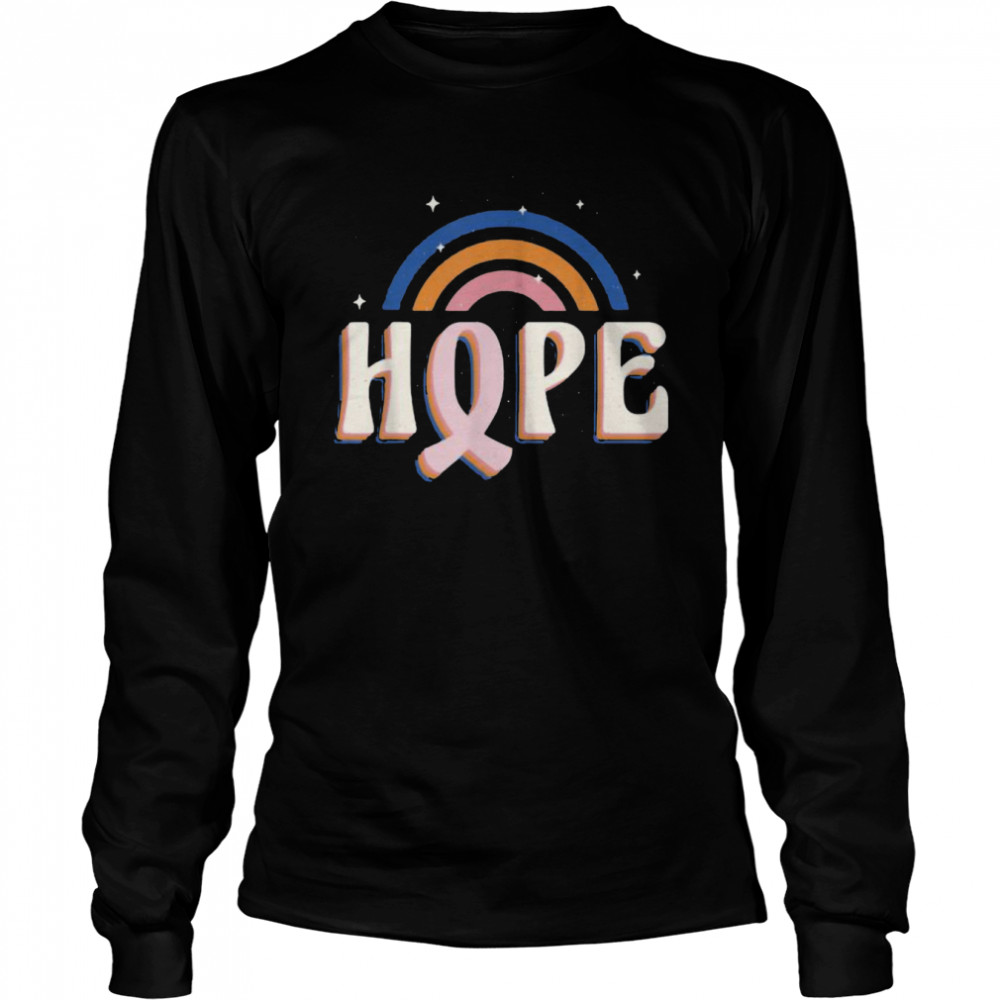 Vintage Retro Hope Pink Ribbon Rainbow Breast Cancer Gift T-Shirt 2 » Cool Gifts for You - Mfamilygift Vintage Retro Hope Pink Ribbon Rainbow Breast Cancer Gift T-Shirt 2
