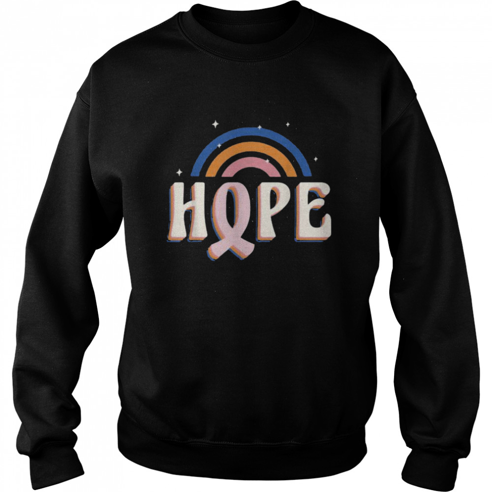 Vintage Retro Hope Pink Ribbon Rainbow Breast Cancer Gift T-Shirt 3 » Cool Gifts for You - Mfamilygift Vintage Retro Hope Pink Ribbon Rainbow Breast Cancer Gift T-Shirt 3