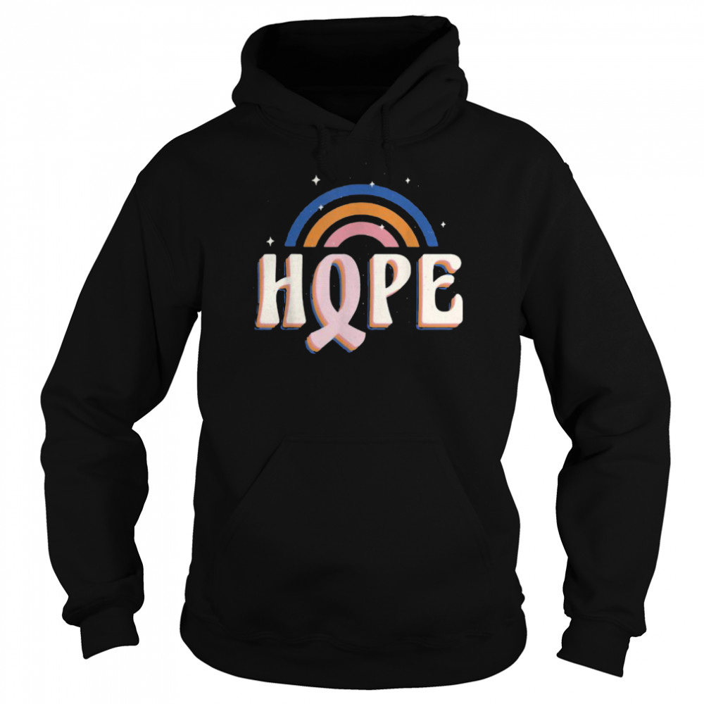 Vintage Retro Hope Pink Ribbon Rainbow Breast Cancer Gift T-Shirt 4 » Cool Gifts for You - Mfamilygift Vintage Retro Hope Pink Ribbon Rainbow Breast Cancer Gift T-Shirt 4