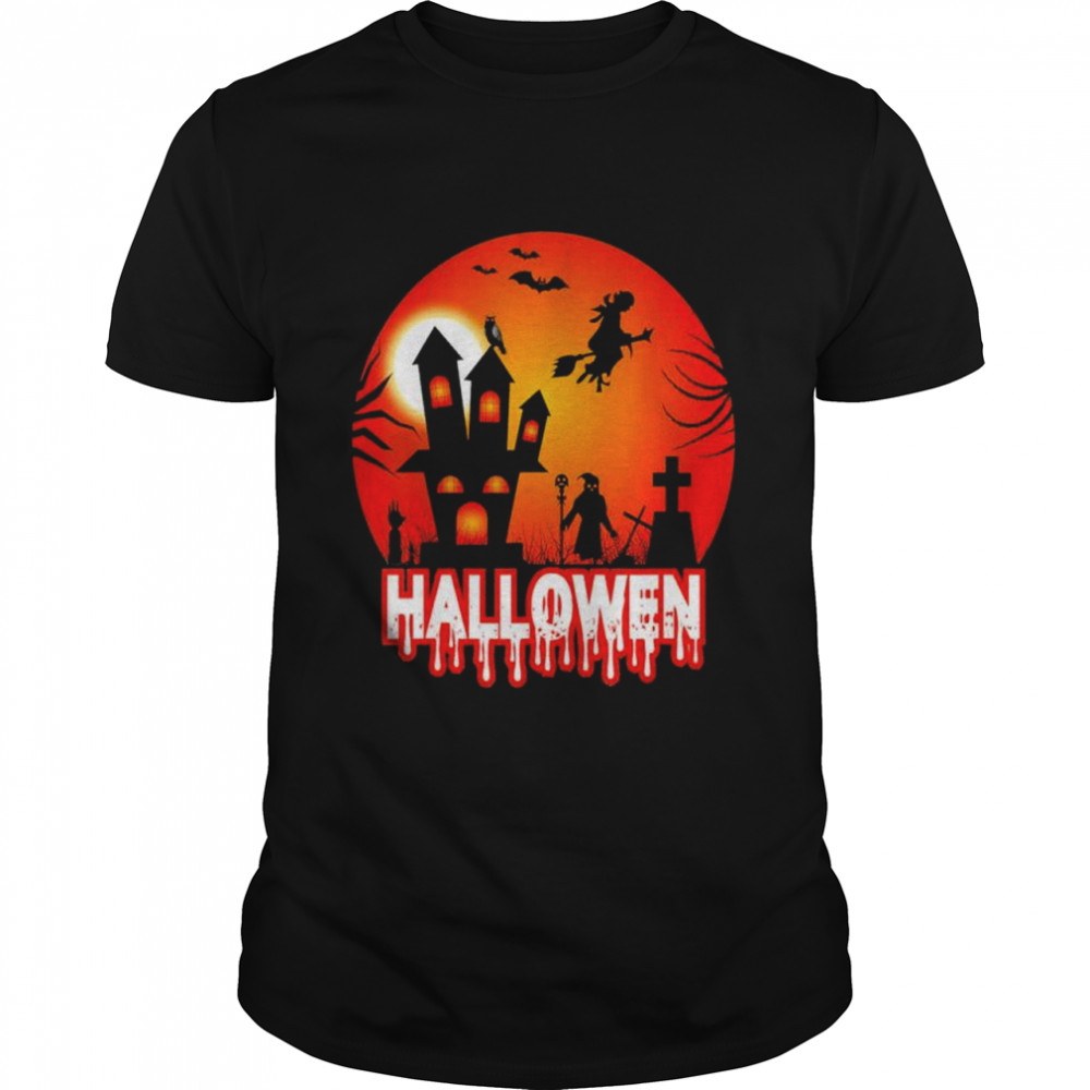 Vintage Style Haunted House Happy Halloween Shirt