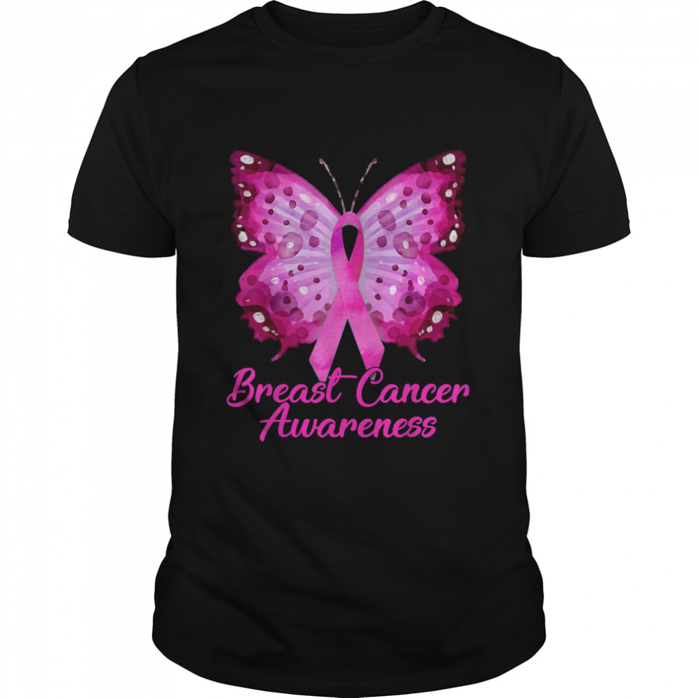 We Wear Pink Breast Cancer Awareness Pink Butterfly T-Shirt