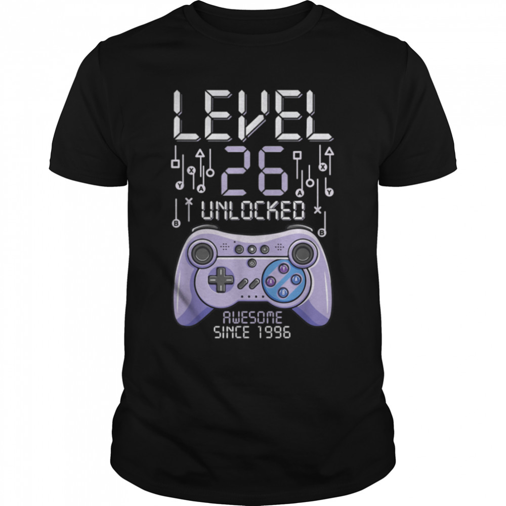 Birthday Gamer Level 26 Years Unlocked Awesome Since 1996 T-Shirt B09vyw536n