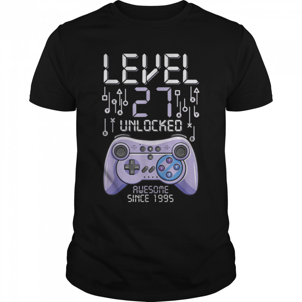 Birthday Gamer Level 27 Years Unlocked Awesome Since 1995 T-Shirt B09vywmtxh