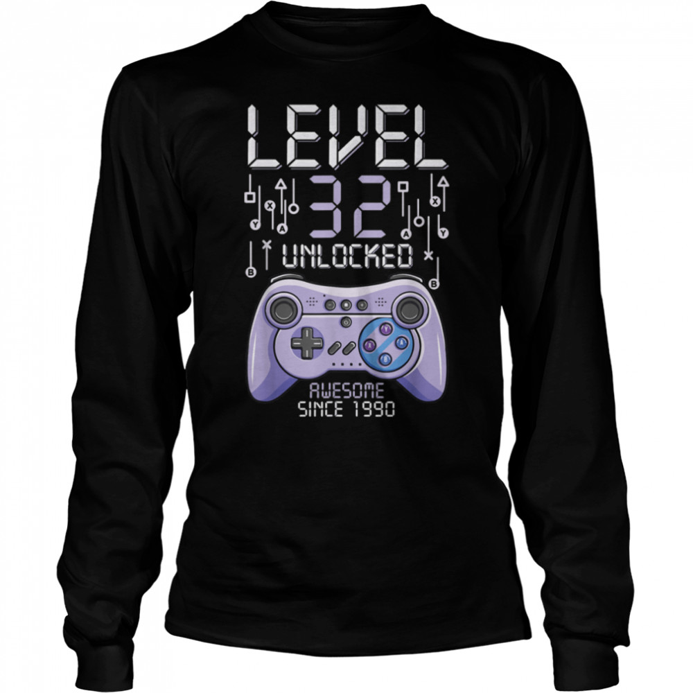 Birthday Gamer Level 32 Years Unlocked Awesome Since 1990 T-Shirt B09vyxlh6m 2 » Cool Gifts for You - Mfamilygift Birthday Gamer Level 32 Years Unlocked Awesome Since 1990 T-Shirt B09vyxlh6m 2